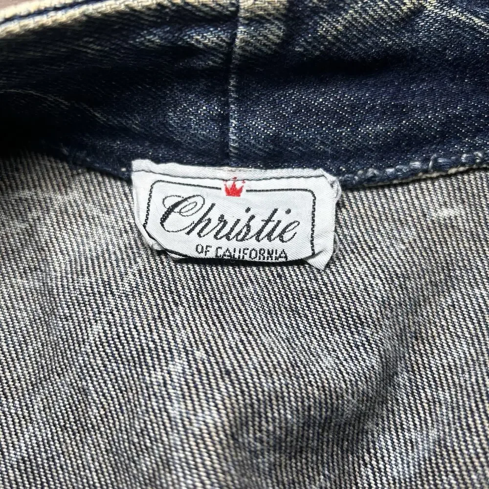 Vtg Christie Of California Denim Jacket Hand Painted Acid Washed Art to Wear 14